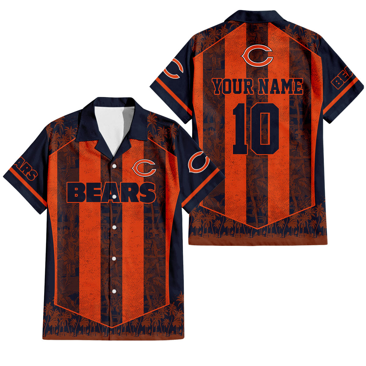 Chicago Bears Palm Blitz Hawaiian Shirt