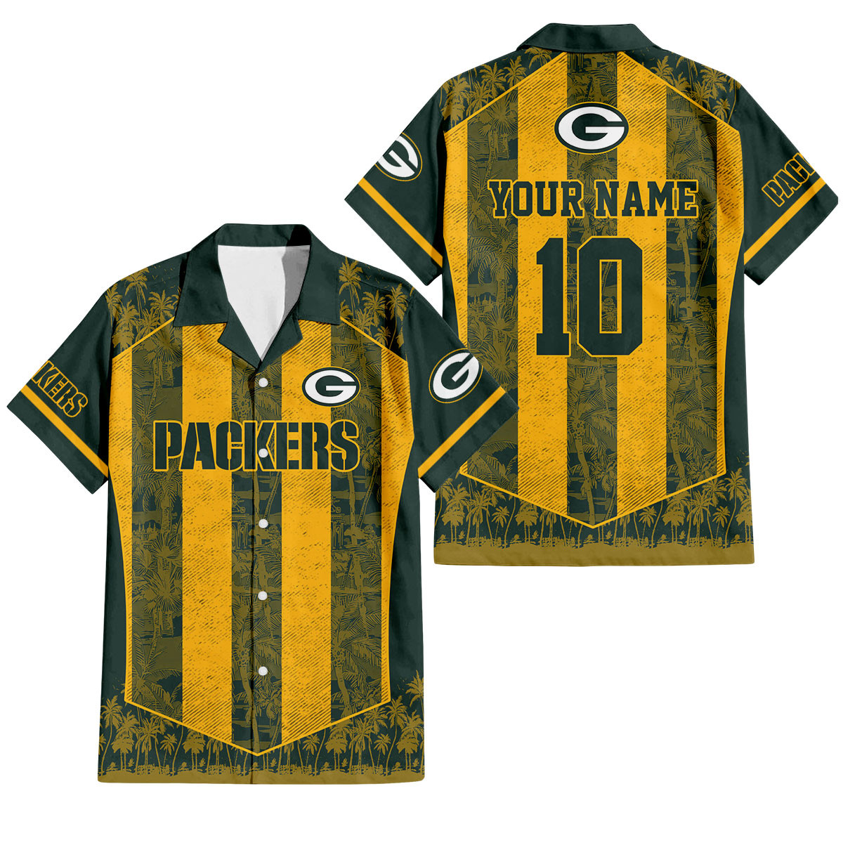 Green Bay Packers Palm Blitz Hawaiian Shirt