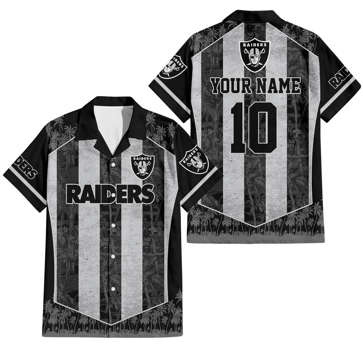 Las Vegas Raiders Palm Blitz Hawaiian Shirt