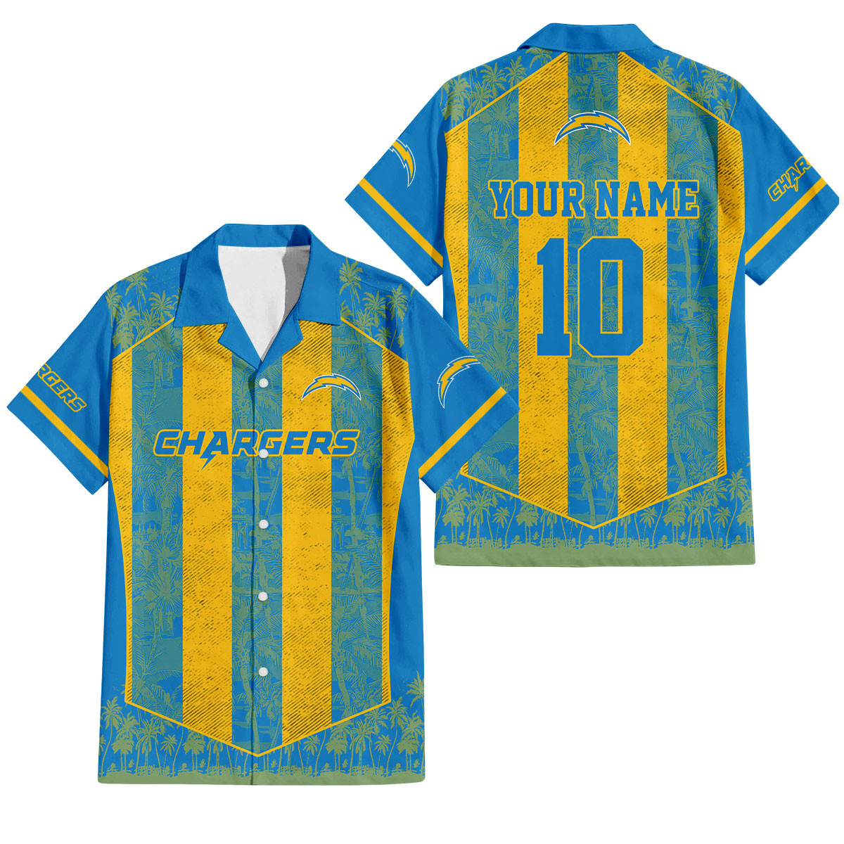 Los Angeles Chargers Palm Blitz Hawaiian Shirt