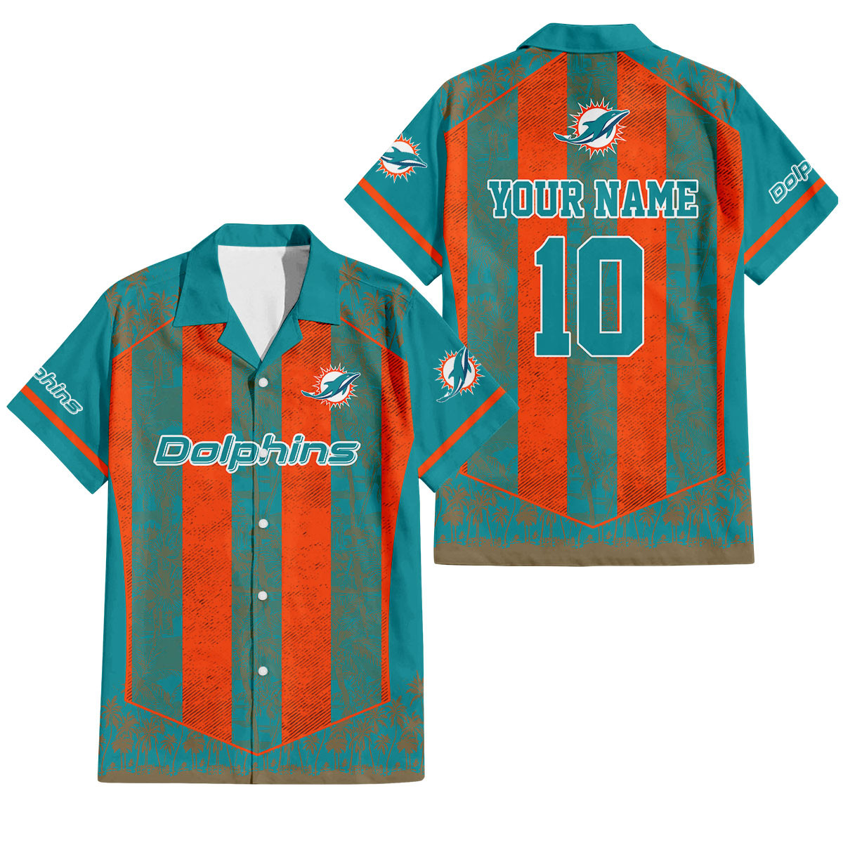 Miami Dolphins Palm Blitz Hawaiian Shirt