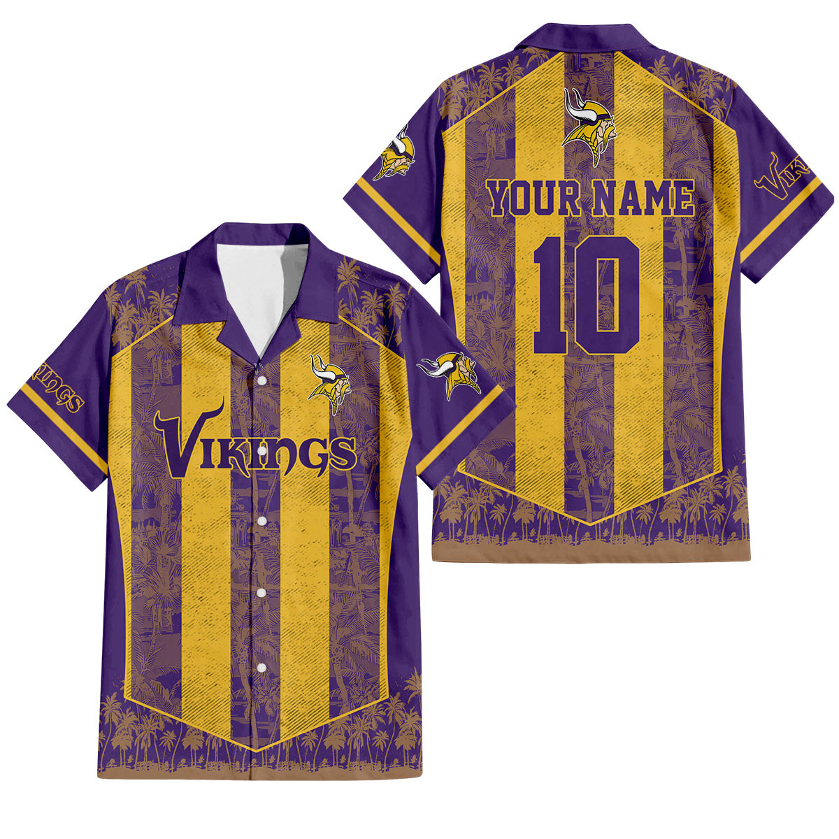 Minnesota Vikings Palm Blitz Hawaiian Shirt