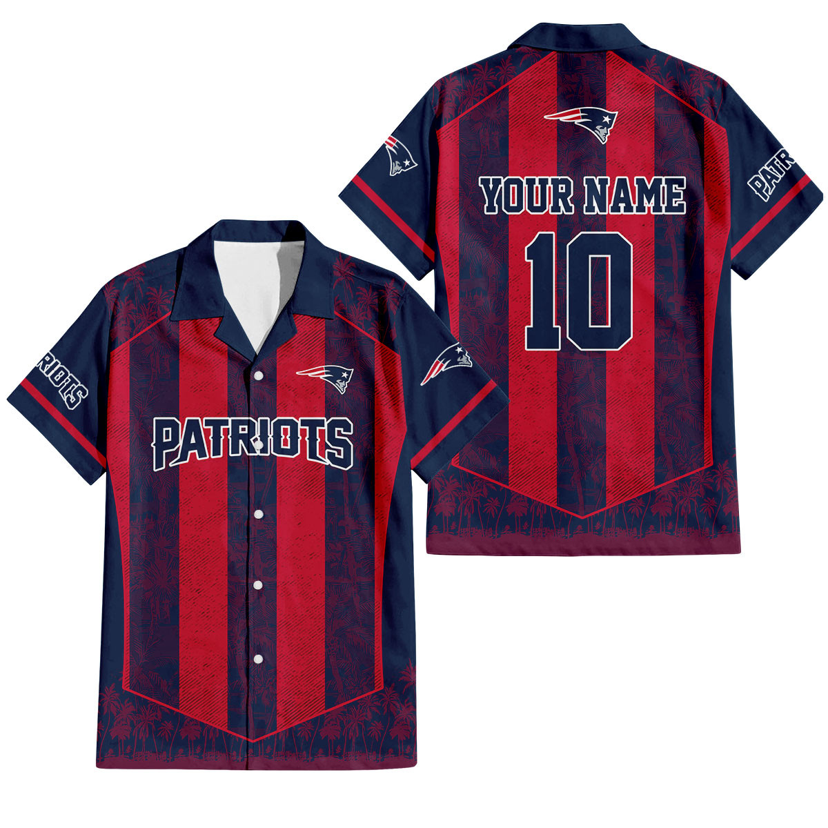 New England Patriots Palm Blitz Hawaiian Shirt