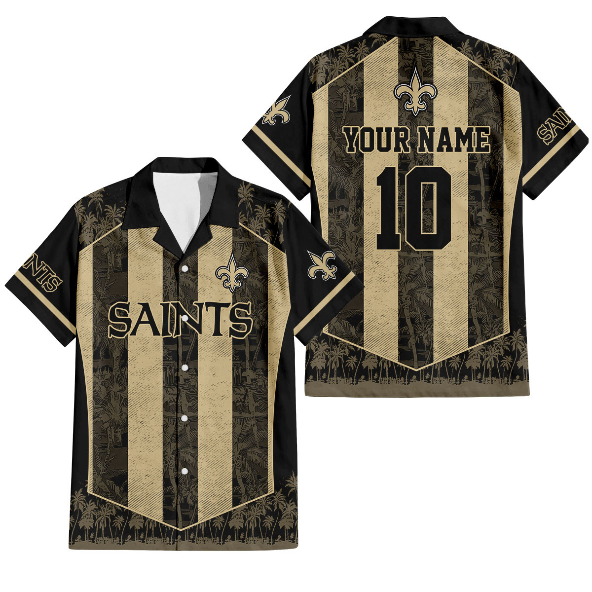 New Orleans Saints Palm Blitz Hawaiian Shirt