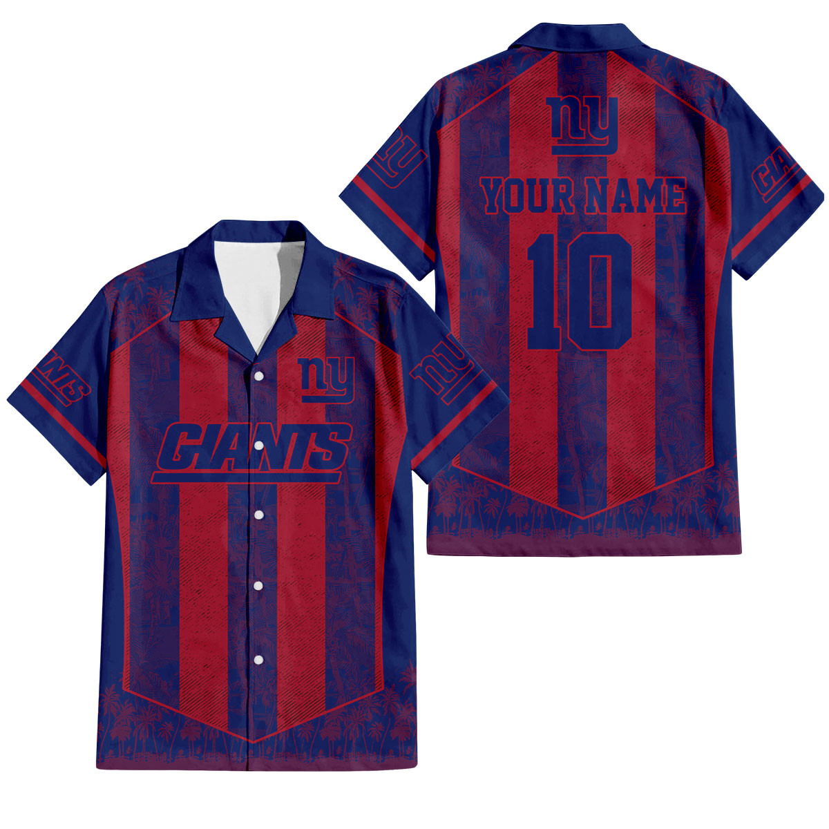 New York Giants Palm Blitz Hawaiian Shirt
