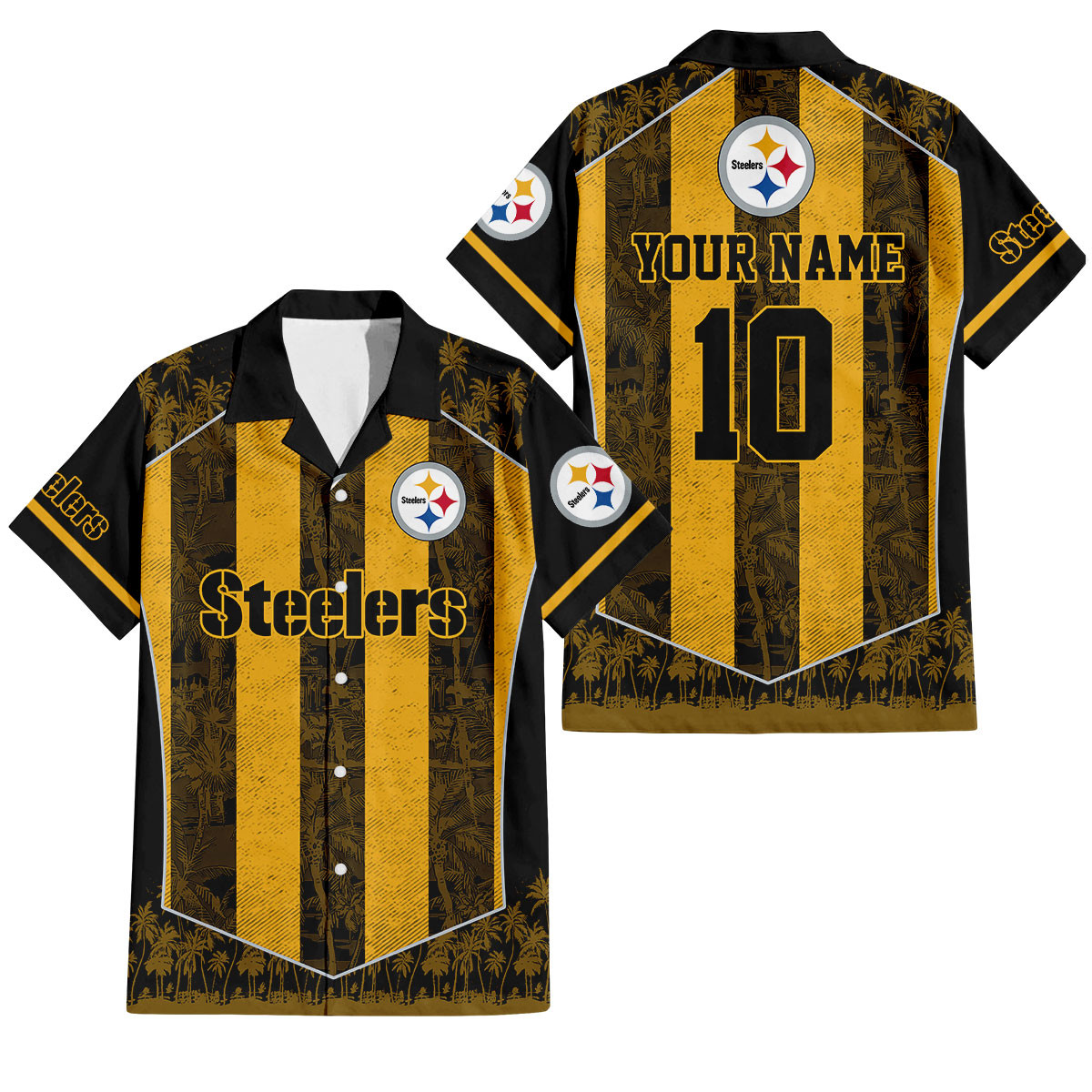Pittsburgh Steelers Palm Blitz Hawaiian Shirt