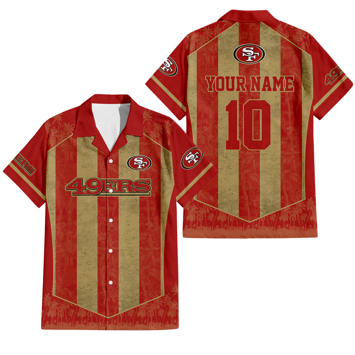 San Francisco 49ers Palm Blitz Hawaiian Shirt