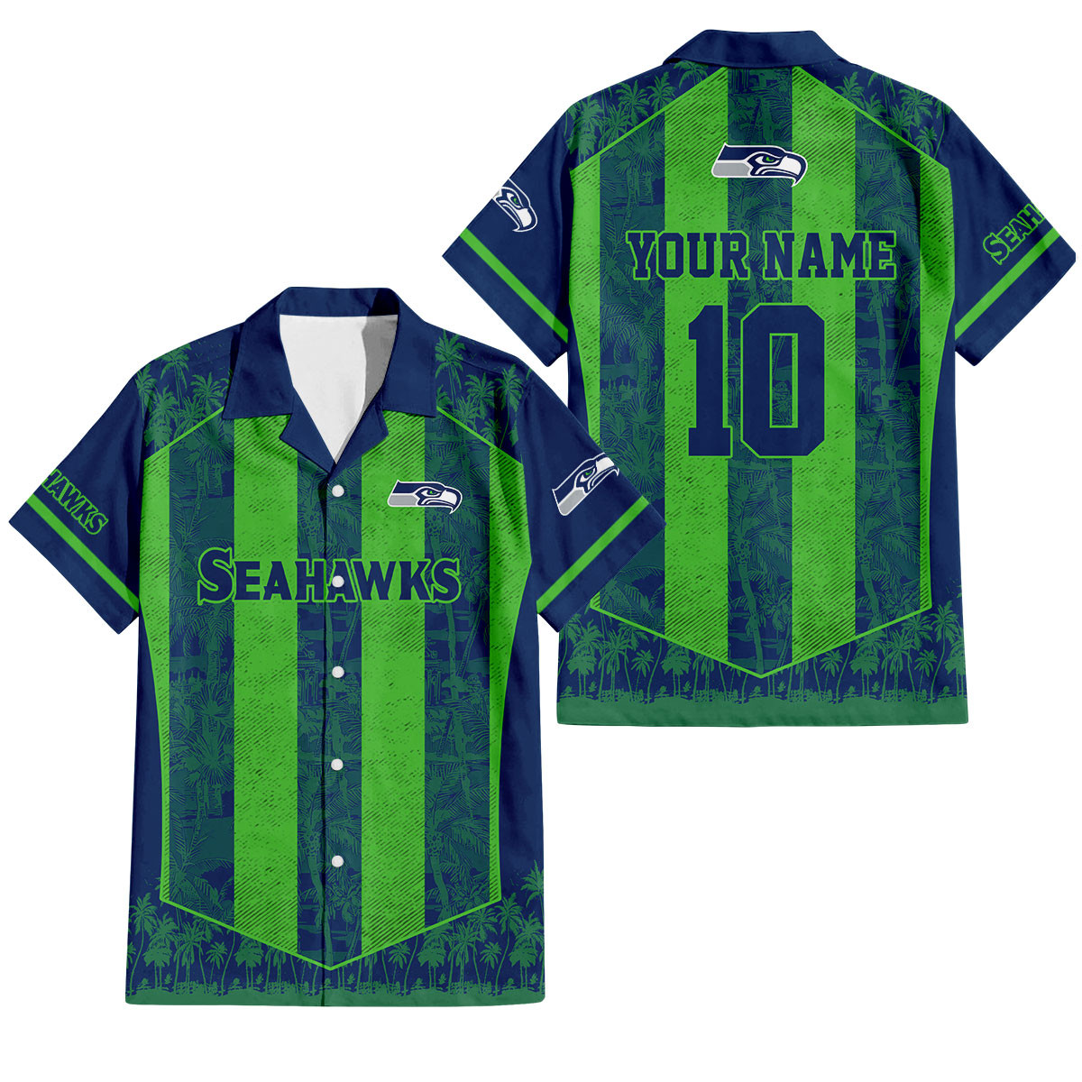 Seattle Seahawks Palm Blitz Hawaiian Shirt
