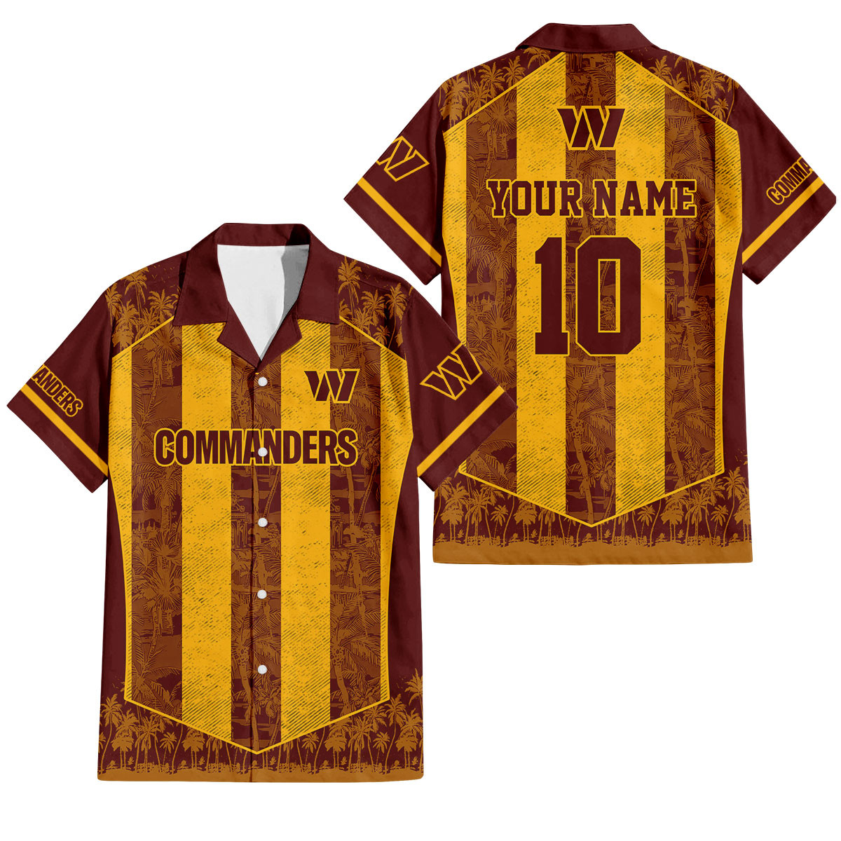 Washington Commanders Palm Blitz Hawaiian Shirt