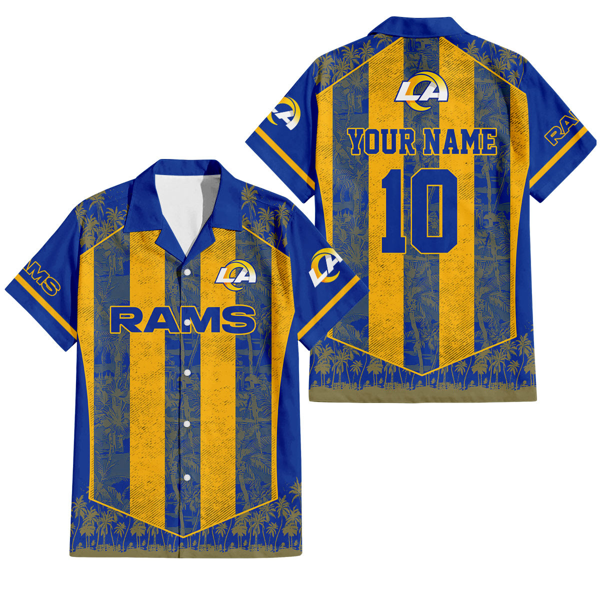 Los Angeles Rams Palm Blitz Hawaiian Shirt