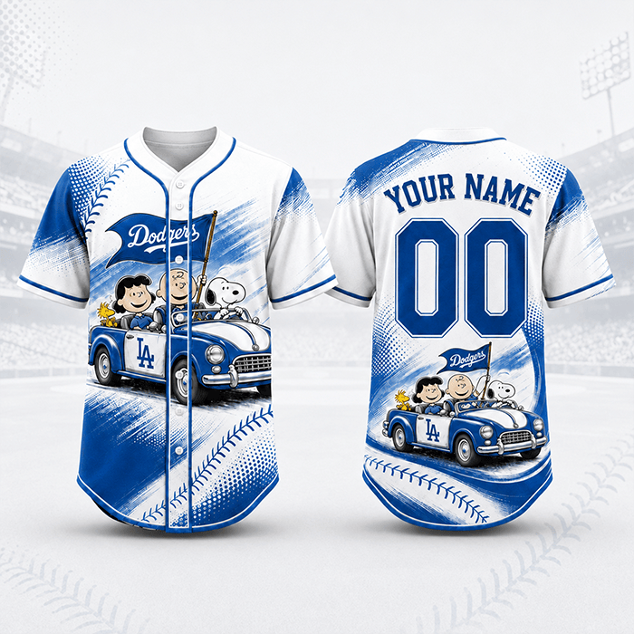 Road to Dodger Stadium – Snoopy and Friends Personalized Edition - 3D Baseball Jersey