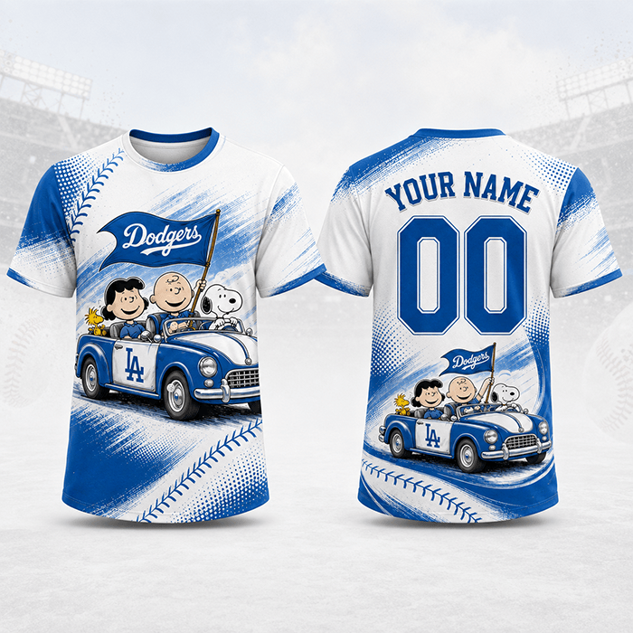 Road to Dodger Stadium – Snoopy and Friends Personalized Edition - 3D Unisex T-Shirt