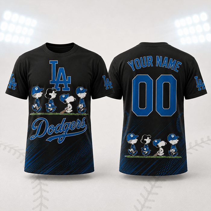 Through Every Era, Always Dodgers – Snoopy Legacy Personalized Edition - 3D Unisex T-Shirt