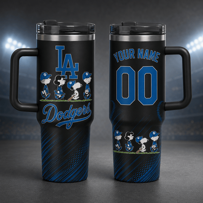 Through Every Era, Always Dodgers – Snoopy Legacy Personalized Edition - 40oz Tumbler (Opaque Lid)