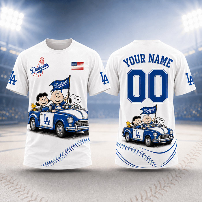 Every Inning, Every Memory, Together – Dodgers and Snoopy Road Trip Personalized Edition - 3D Unisex T-Shirt