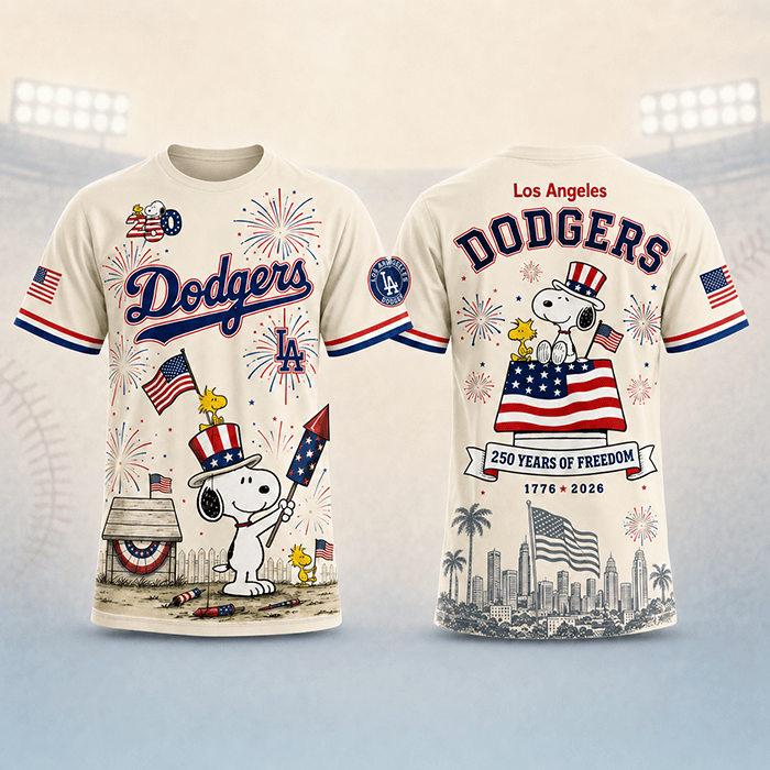Snoopy x Dodgers – Born Free, Bleed Blue - 3D Unisex T-Shirt
