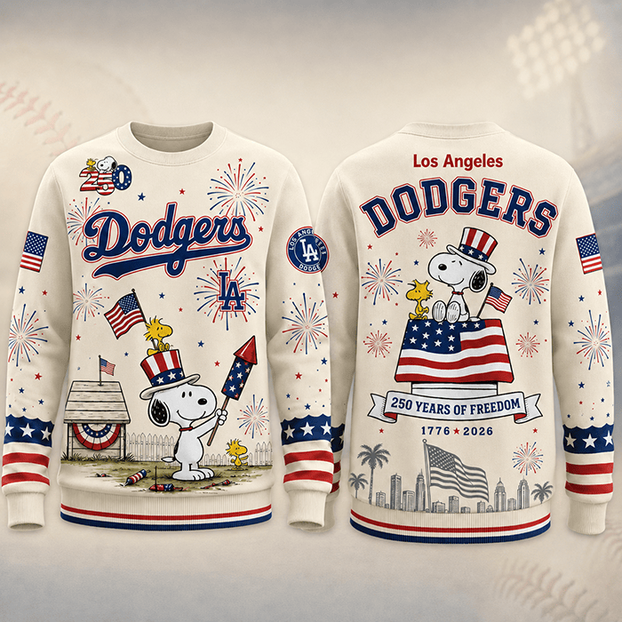 Snoopy x Dodgers – Born Free, Bleed Blue - 3D Sweatshirt