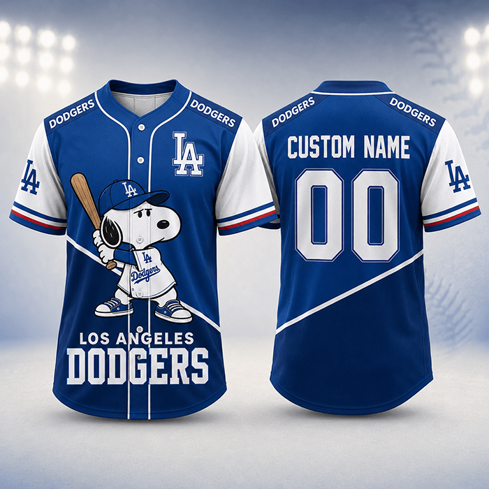 Snoopy x Dodgers – My Heart Belongs to Blue - Personalized - 3D Baseball Jersey