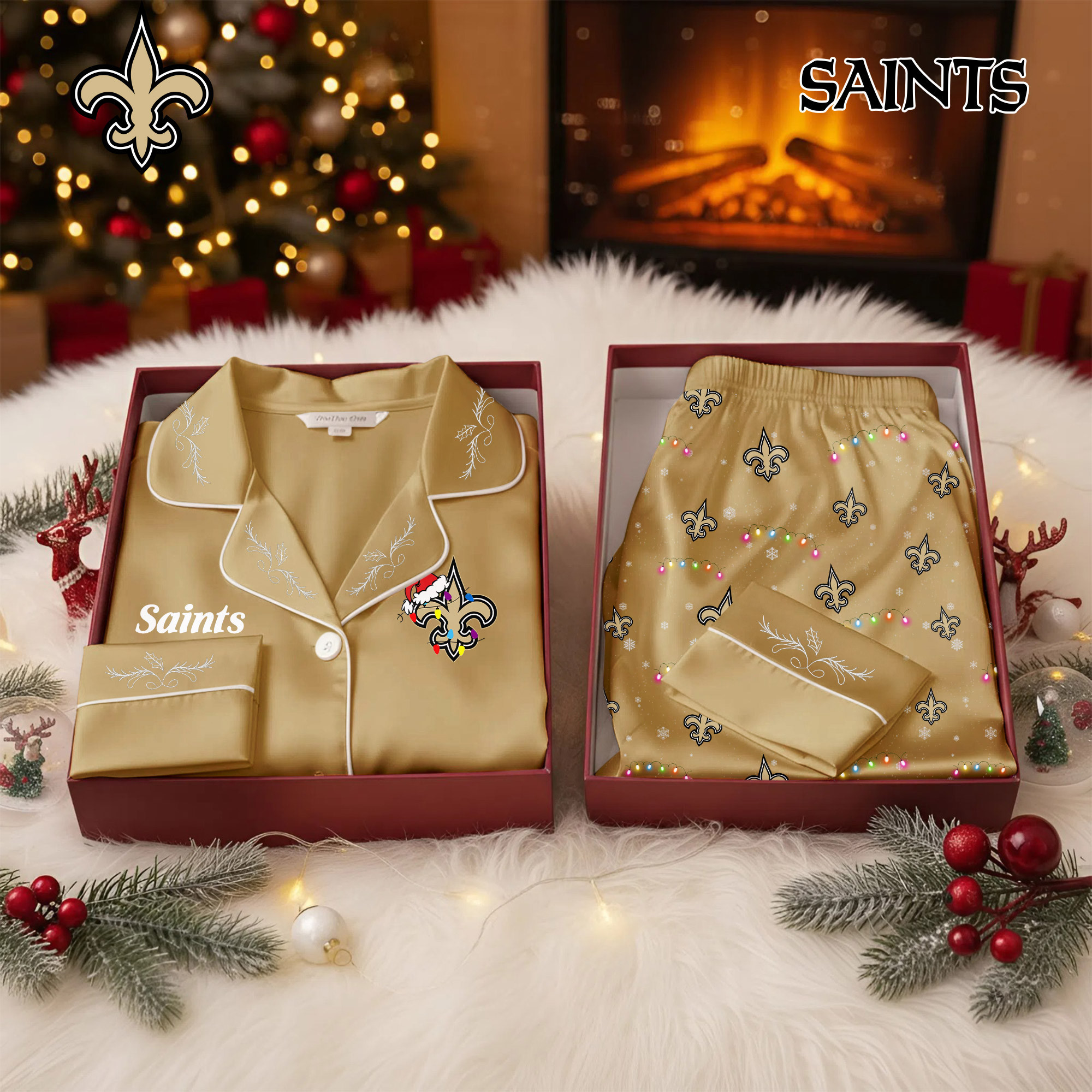 New Orleans Saints | Premium NFL Christmas Cozy Pajamas TD