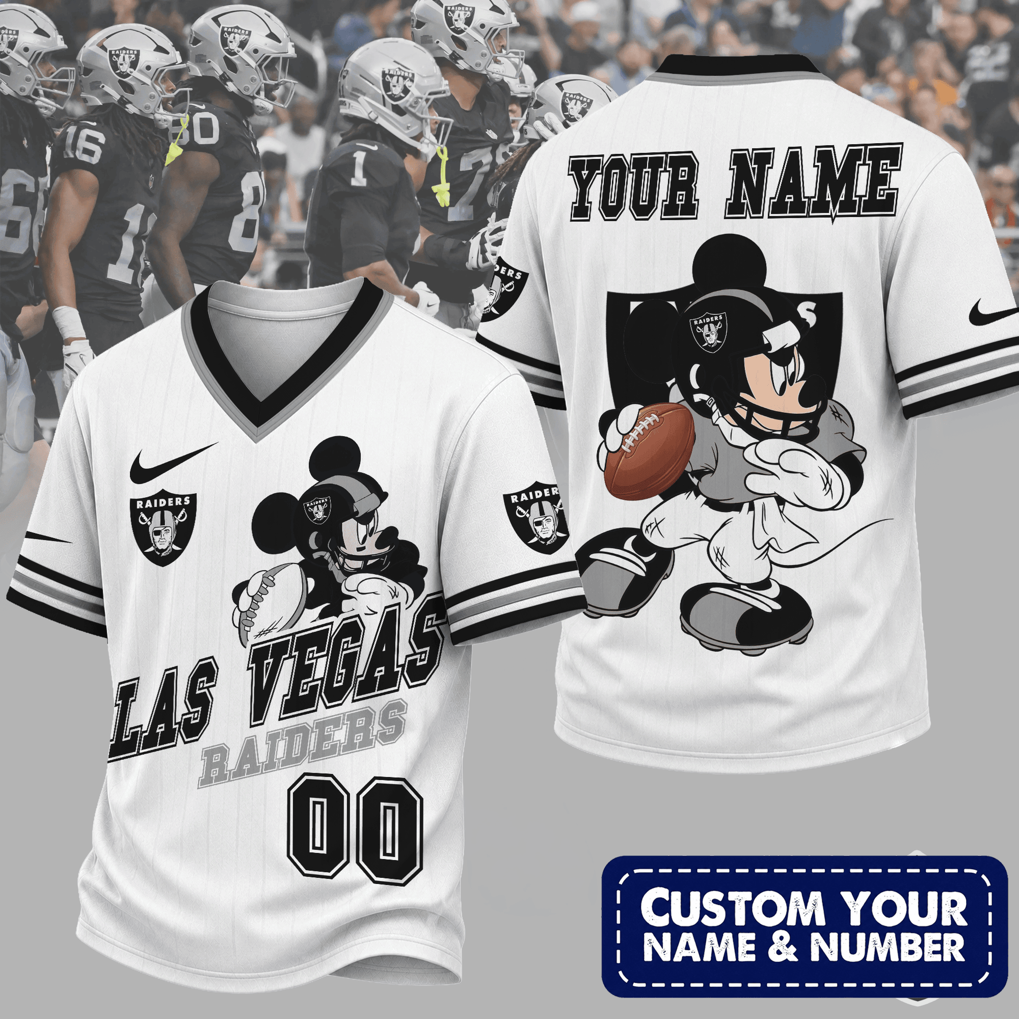 Las Vegas Raiders | Premium NFL Mickey Quarterback V-Neck Jersey NTH1
