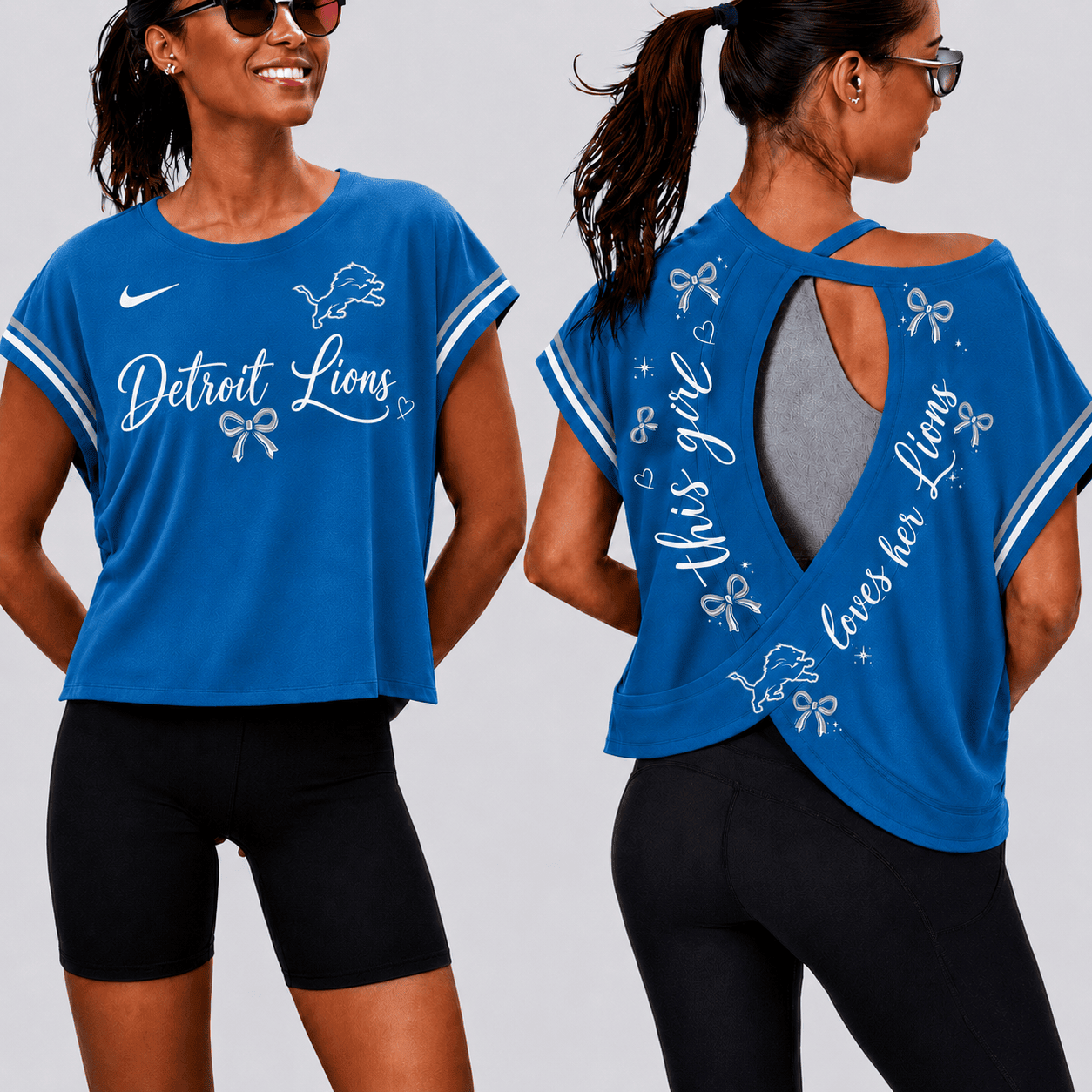 Detroit Lions | Premium NFL Open Back Workout Shirts Short Sleeve NY