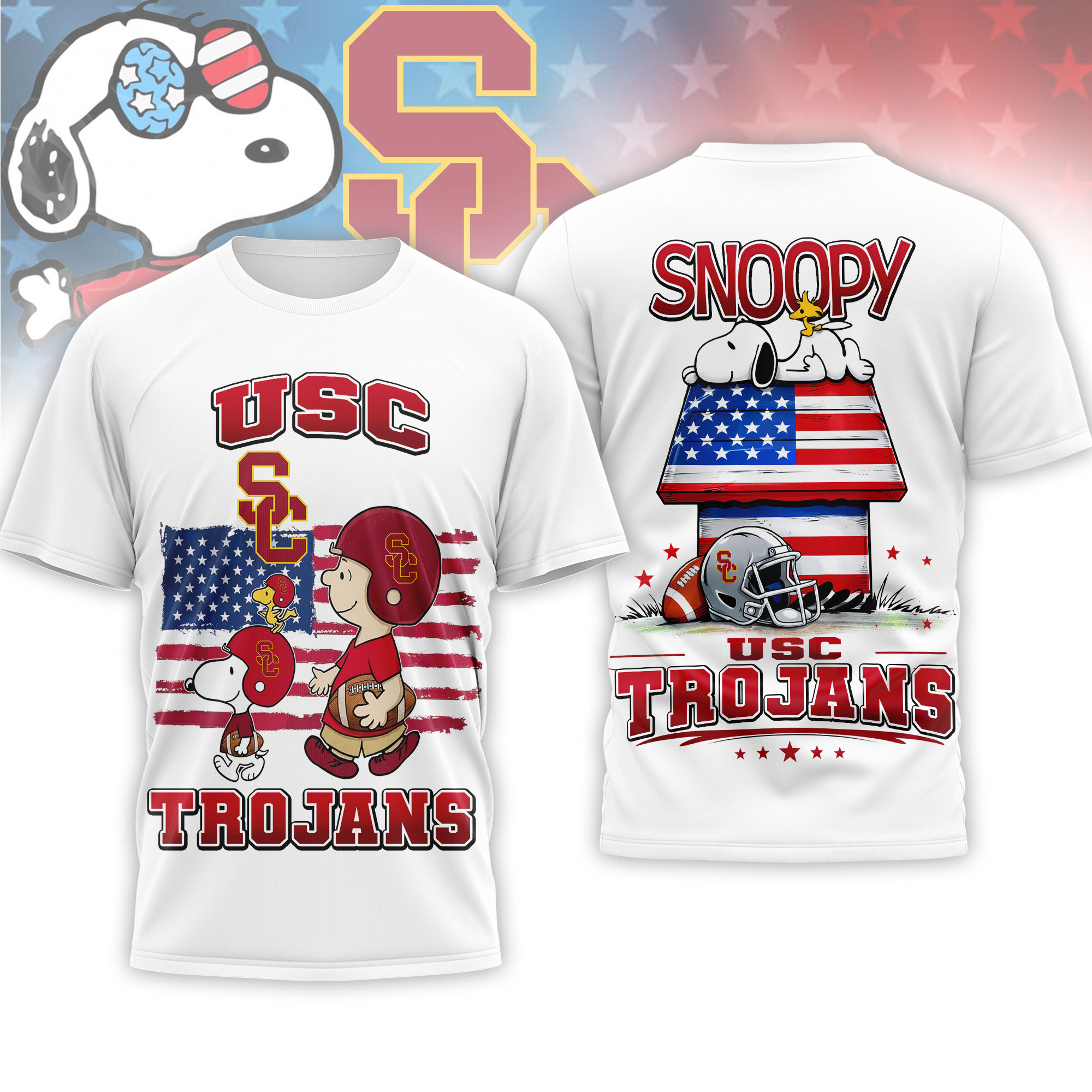 USC Trojans | Premium NCAA America 250 with Snoopy 3D Shirt NTH1