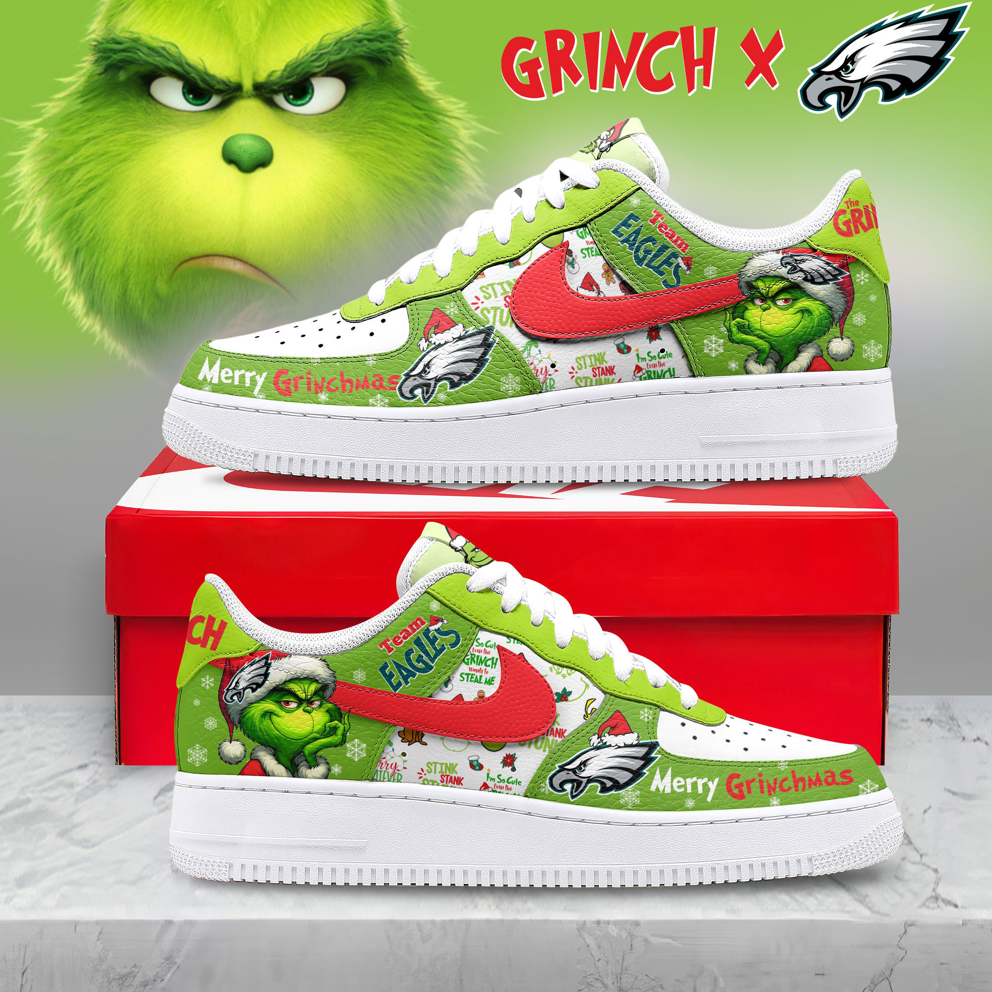 Philadelphia Eagles | Premium NFL Grinch AF1 Limited Edition TD