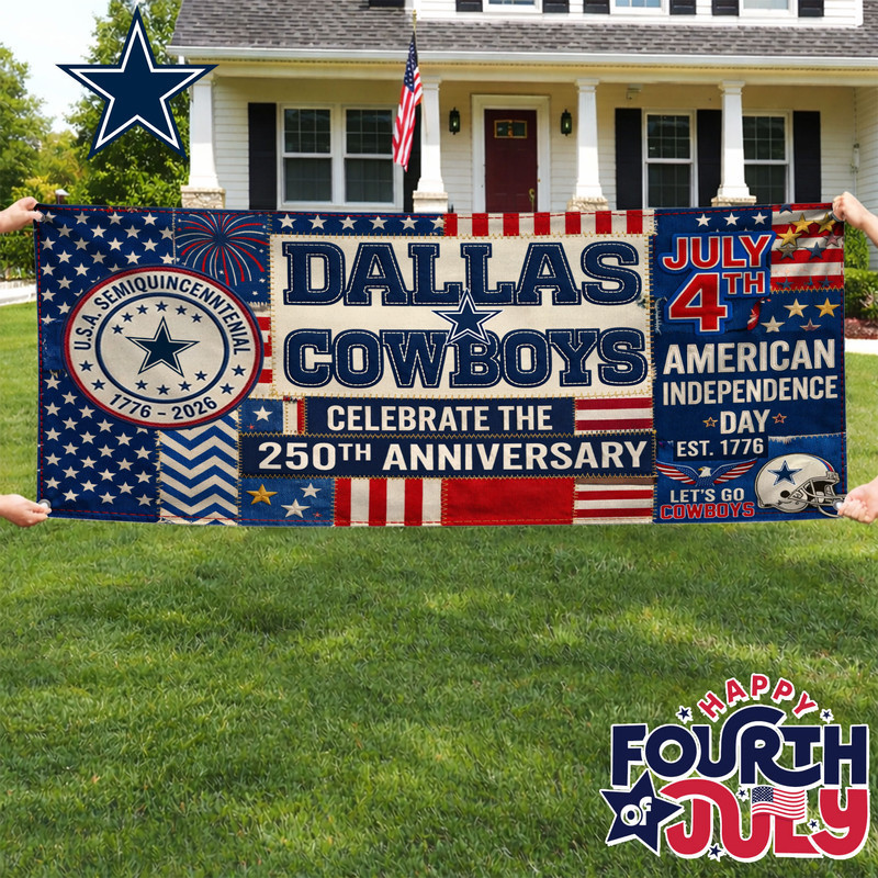 Dallas Cowboys | Premium NFL Patchwork America 250 Fabric Banner HY