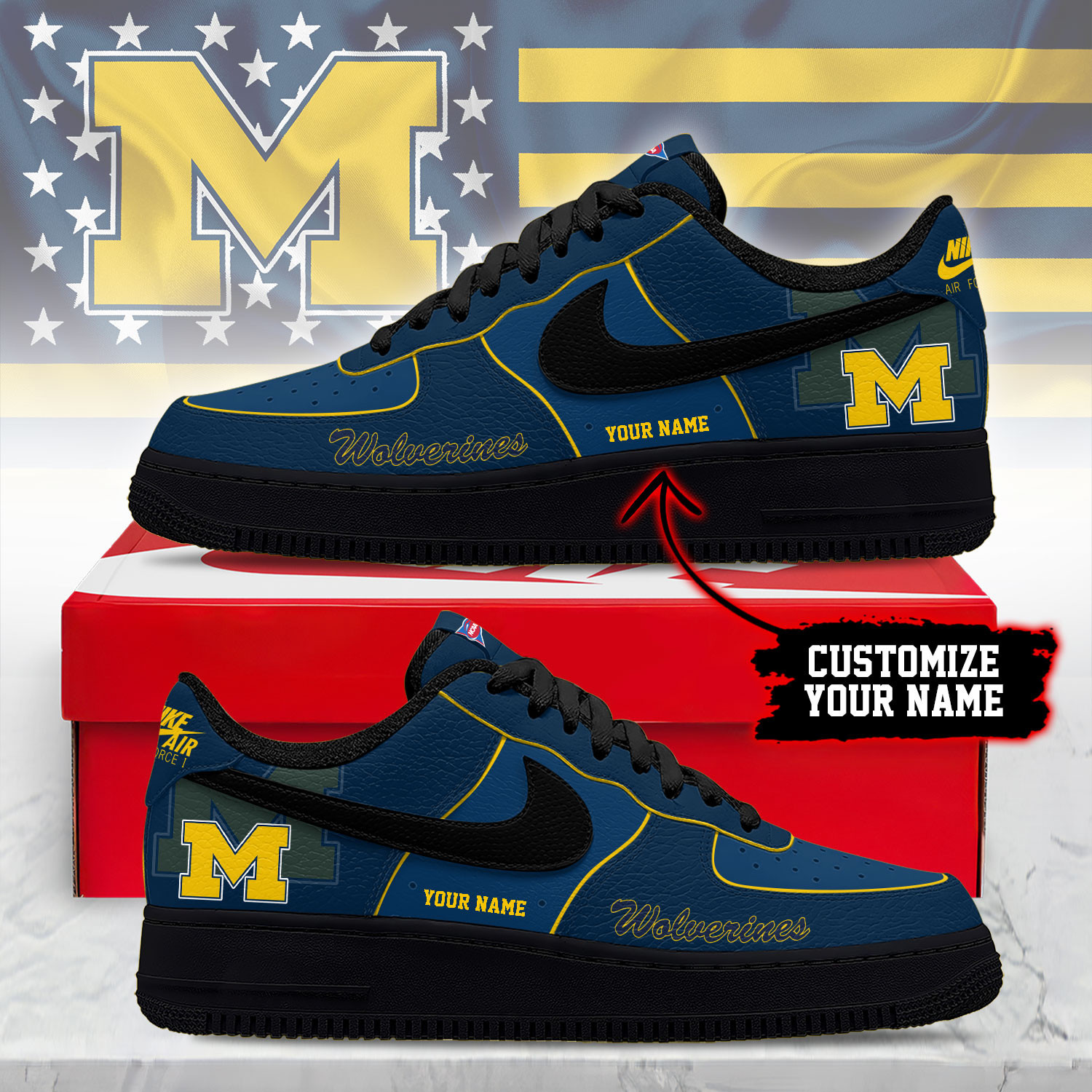Michigan Wolverines | Premium NCAA Custom AF1 Shoes NY
