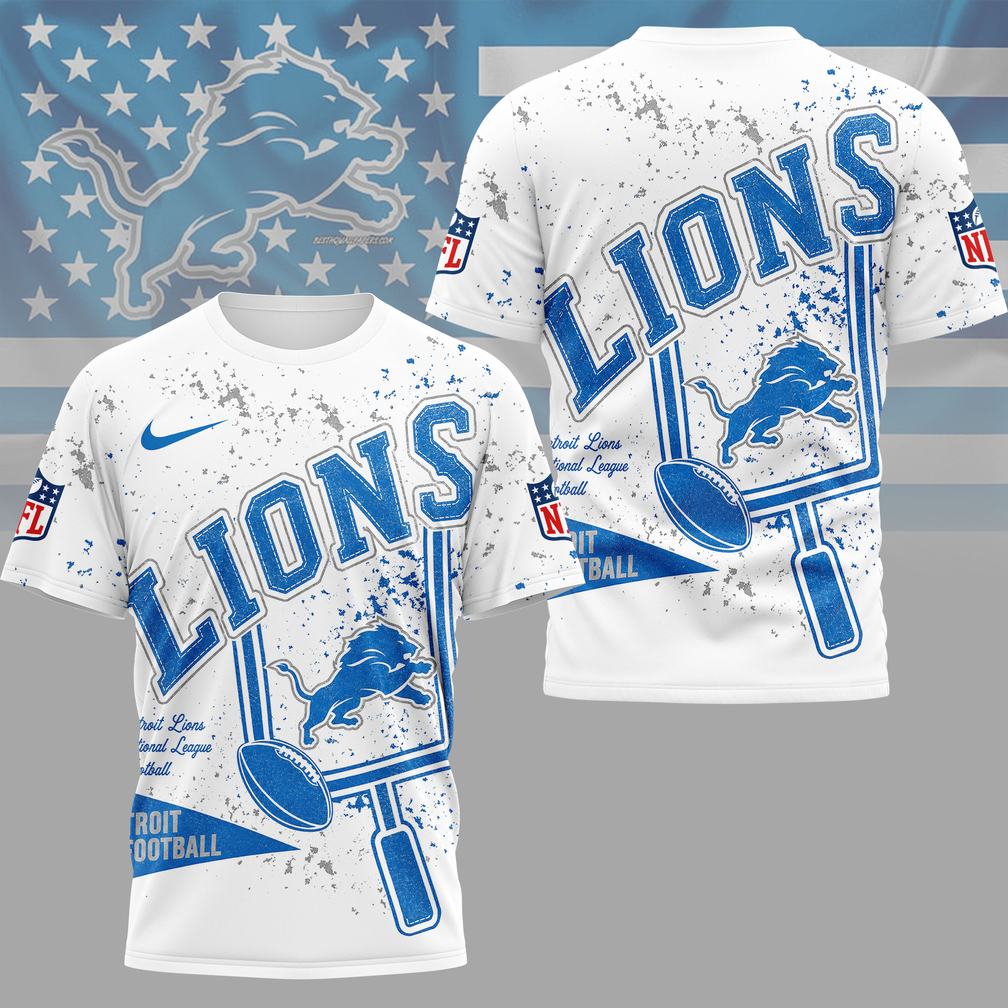 Detroit Lions | Premium NFL Vintage Splatter Graphic 3D Shirt NY