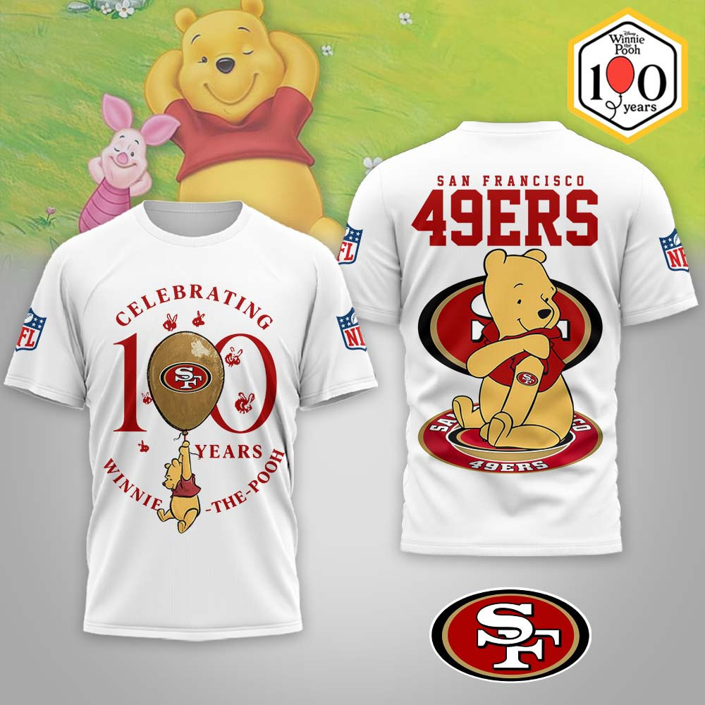 San Francisco 49ers | Premium NFL Winnie The Pooh 100th Anniversary 3D Shirt MM