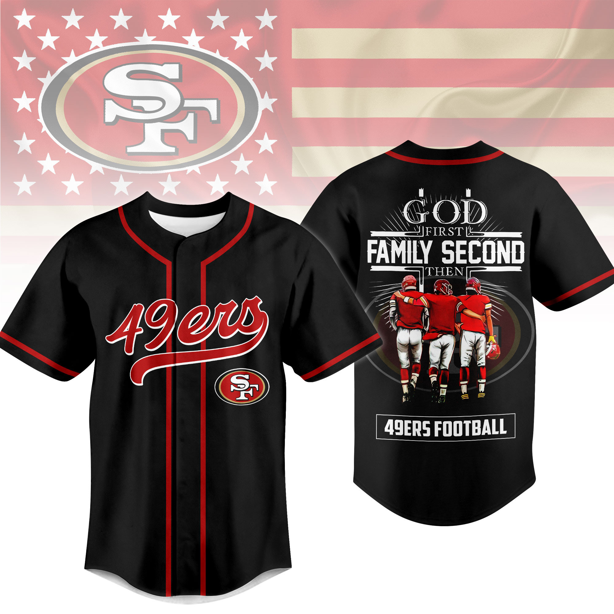San Francisco 49ers | Premium NFL God First, Family Second – Faith & Brotherhood Football Jersey NTH1