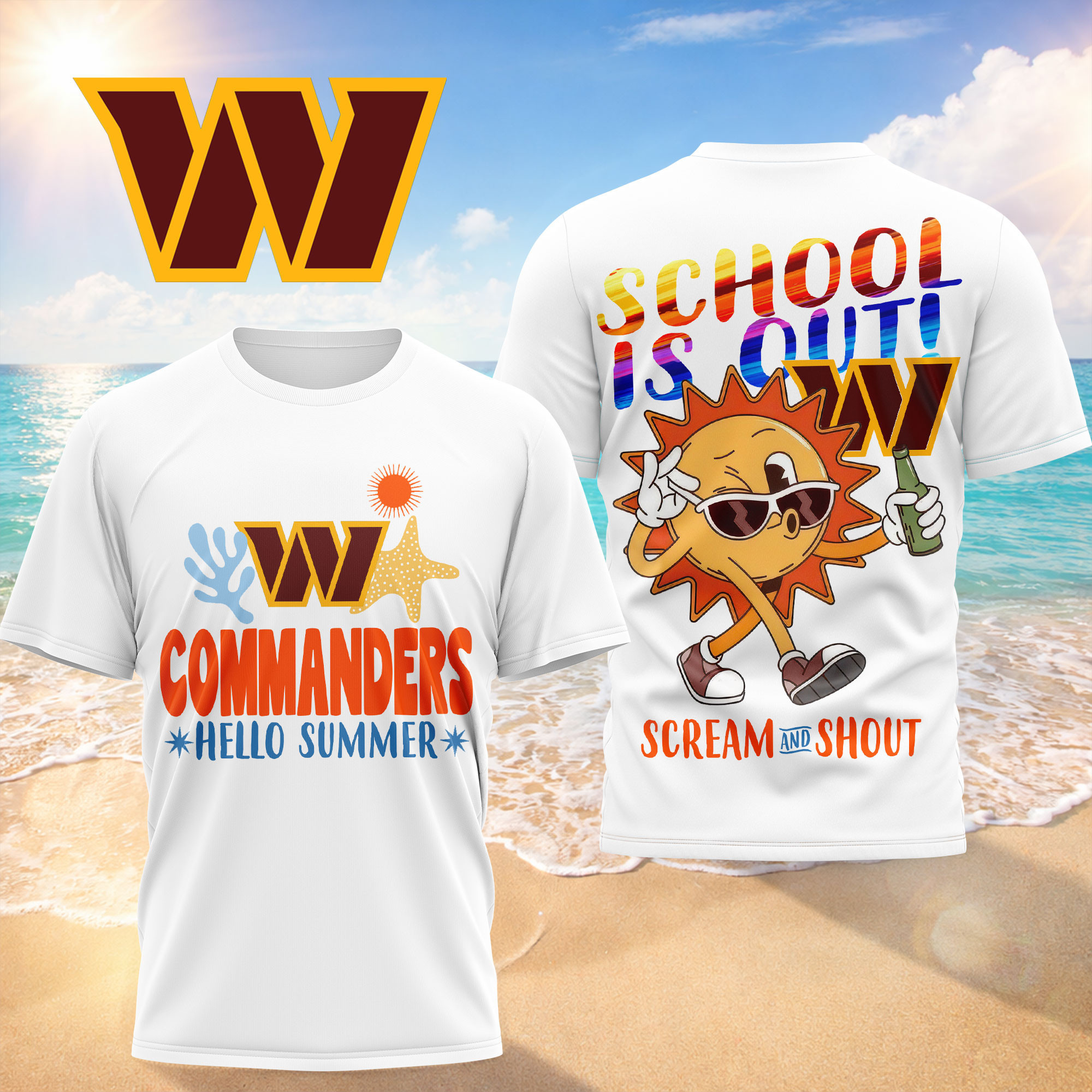 Washington Commanders | Premium NFL Hello Summer 3D T-Shirt HY