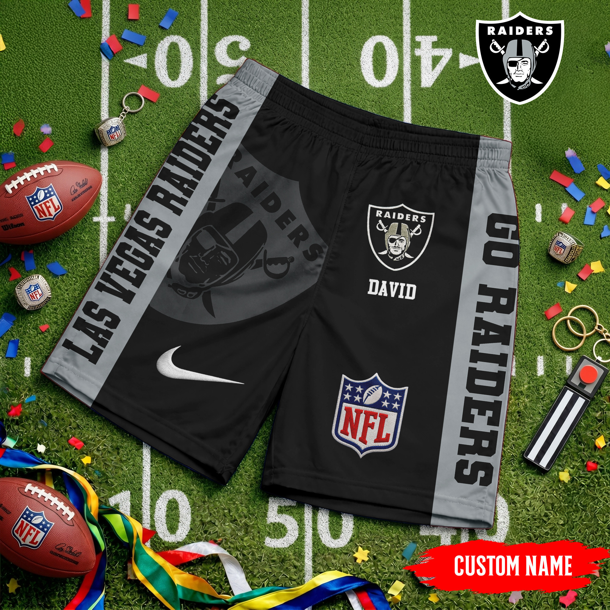 Las Vegas Raiders | Premium NFL Game Day Personalized Shorts TD