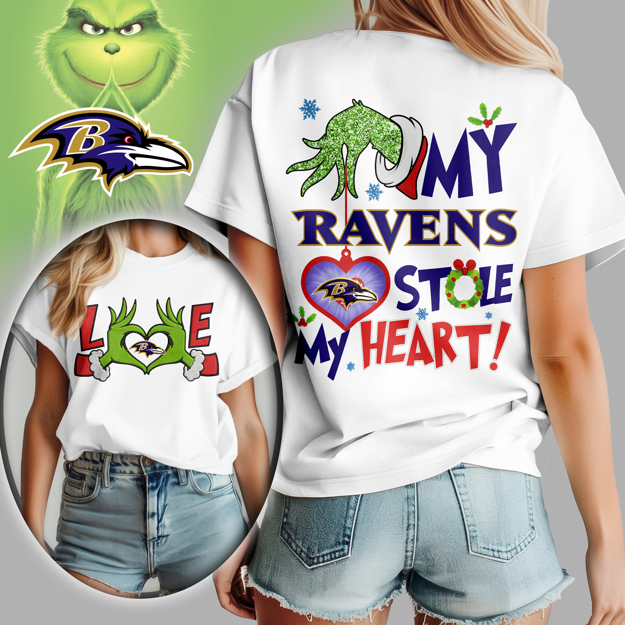 Baltimore Ravens | Premium NFL Grinch Women's Shirt TD