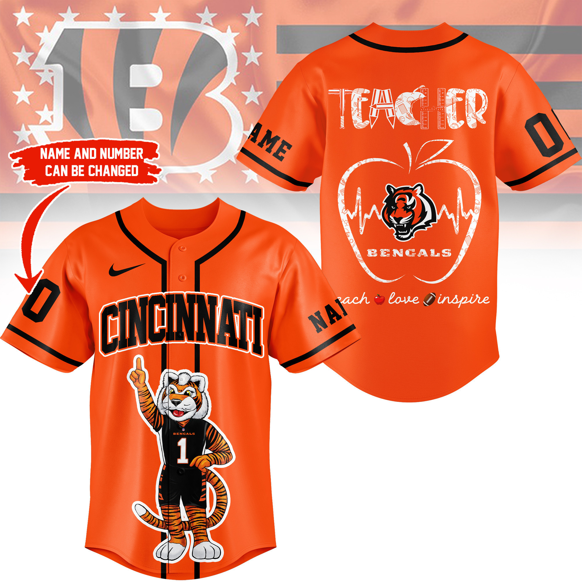 Cincinnati Bengals | Premium NFL Teacher Appreciation Month Jersey Shirt NY