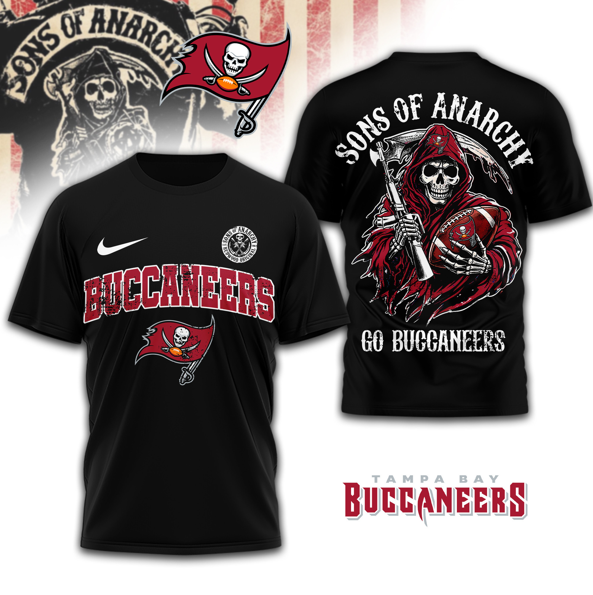 Tampa Bay Buccaneers | Premium NFL Sons of Anarchy 3D Shirt TD