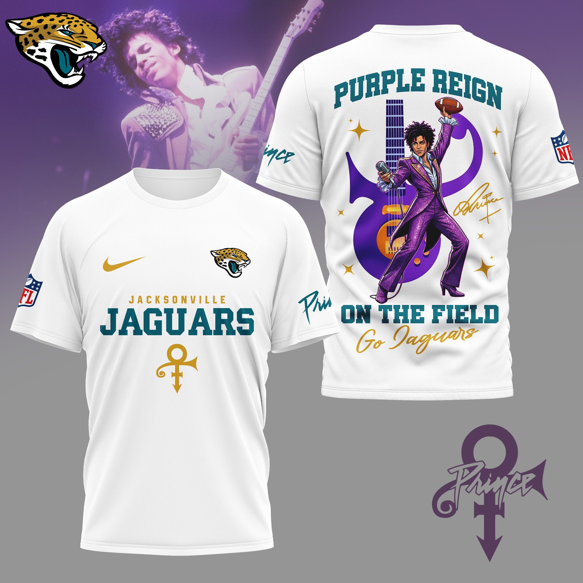 Jacksonville Jaguars | Premium NFL Prince Purple Reign Football 3D Shirt NY