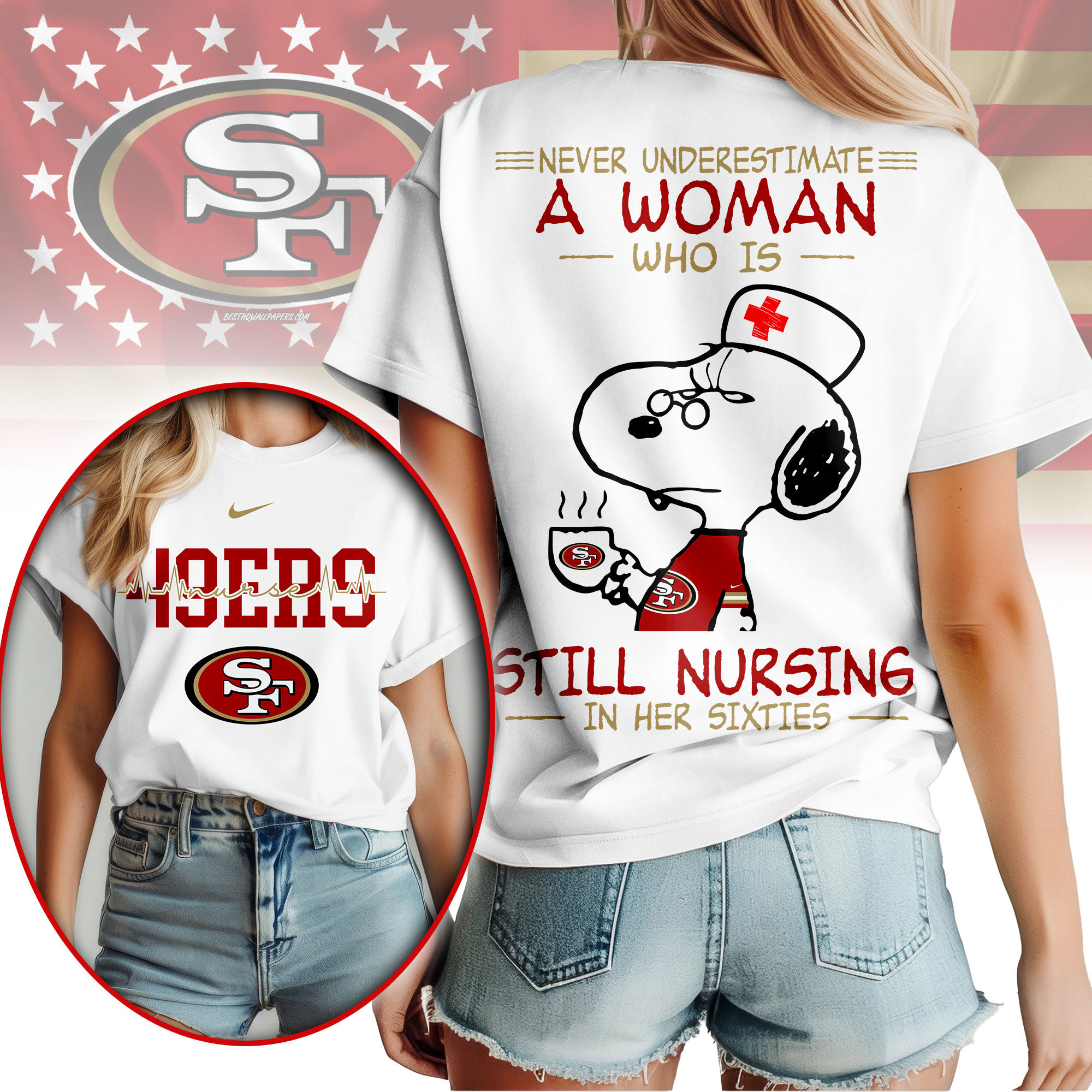 San Francisco 49ers | Premium NFL Never Underestimate A Nurse Women Shirt NY