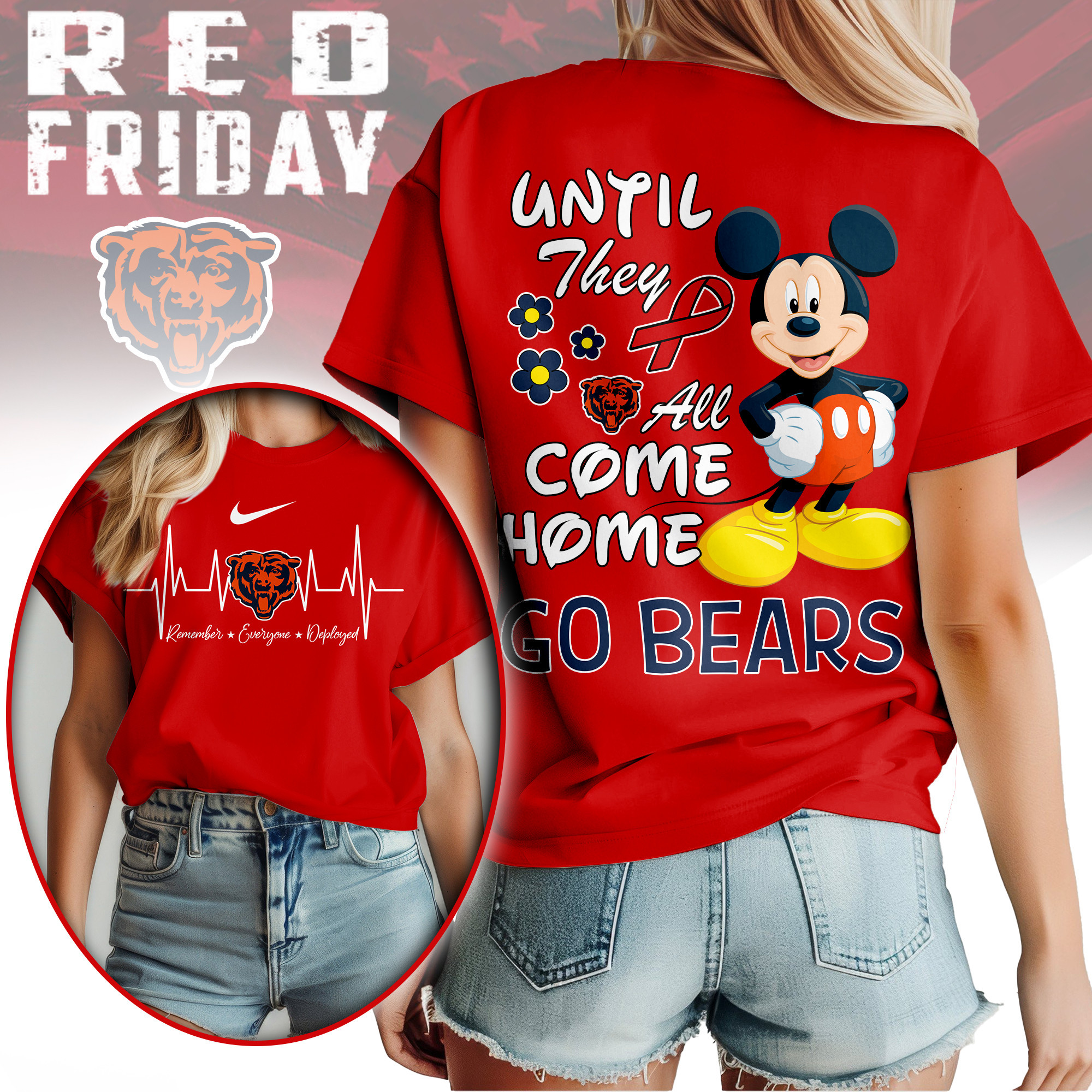 Chicago Bears | Premium NFL Mickey Red Friday 3D Shirt NY