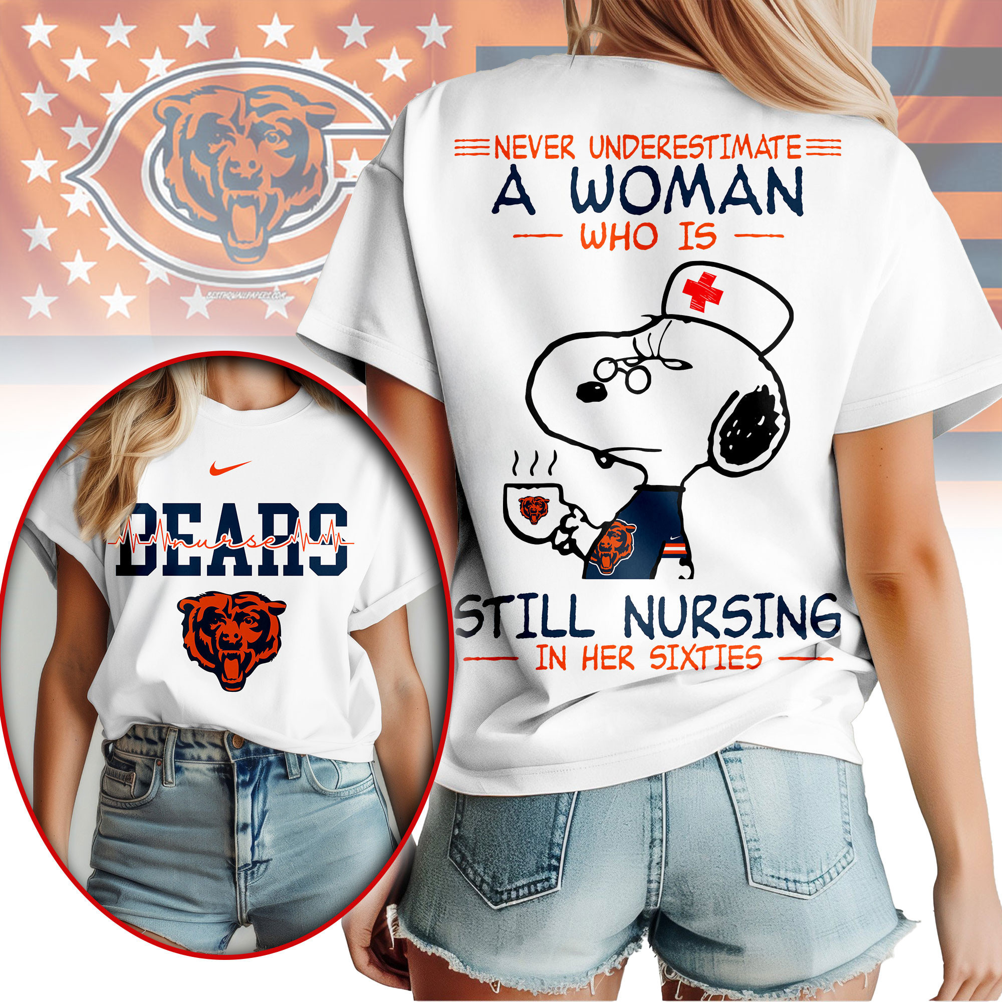 Chicago Bears | Premium NFL Never Underestimate A Nurse Women Shirt NY