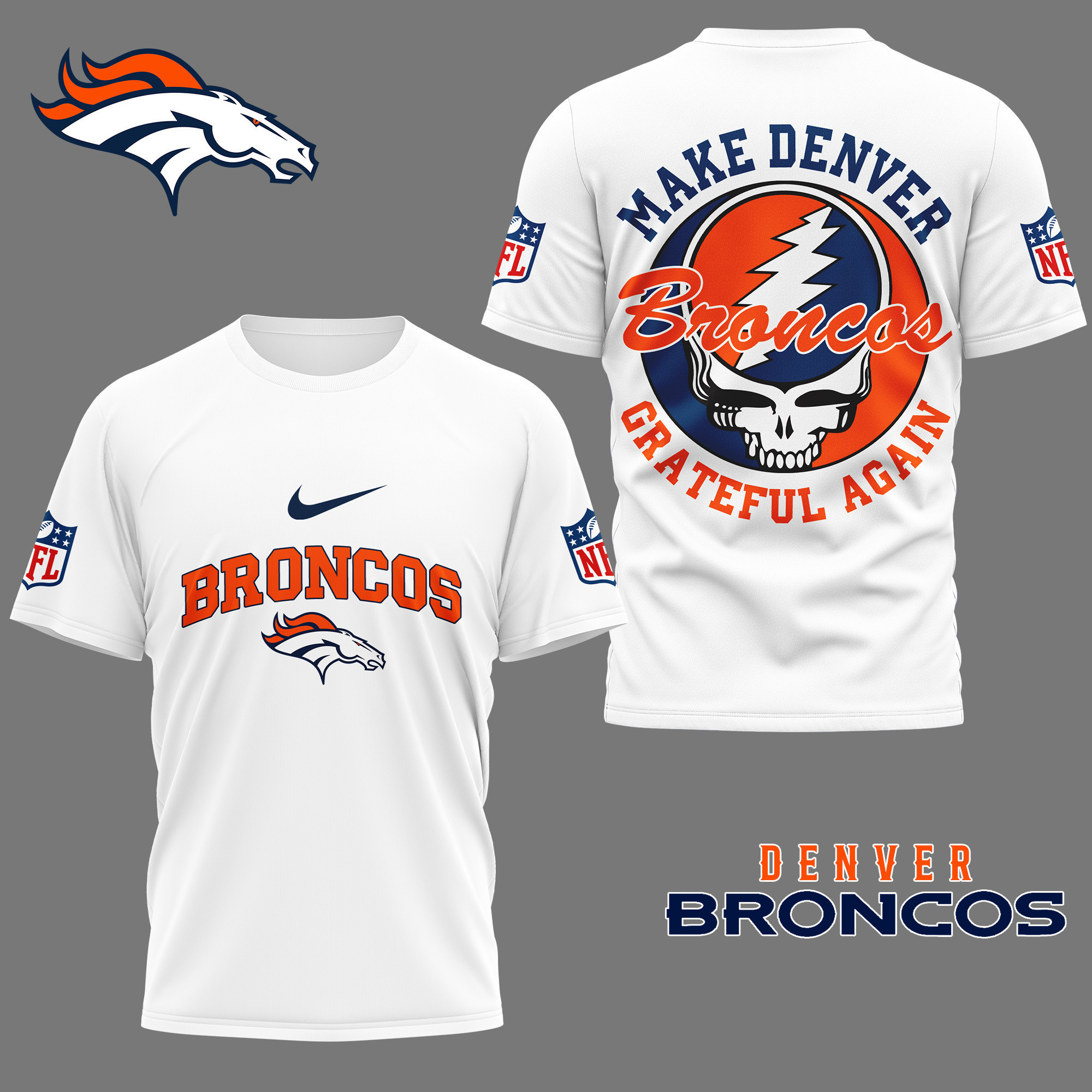 Denver Broncos | Premium NFL Grateful Game Day 3D Shirt NY