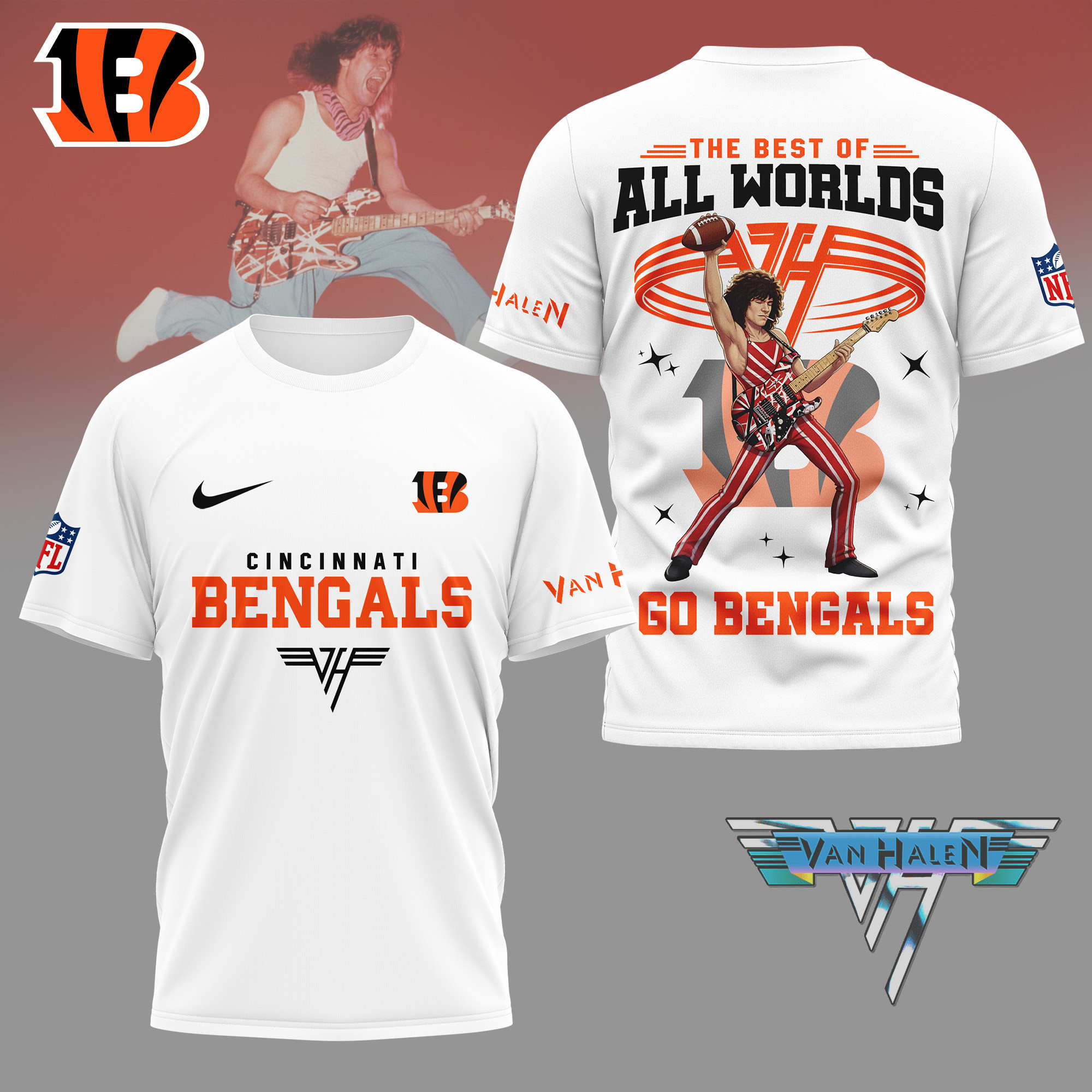 Cincinnati Bengals | Premium NFL Van Halen Graphic 3D Shirt NY