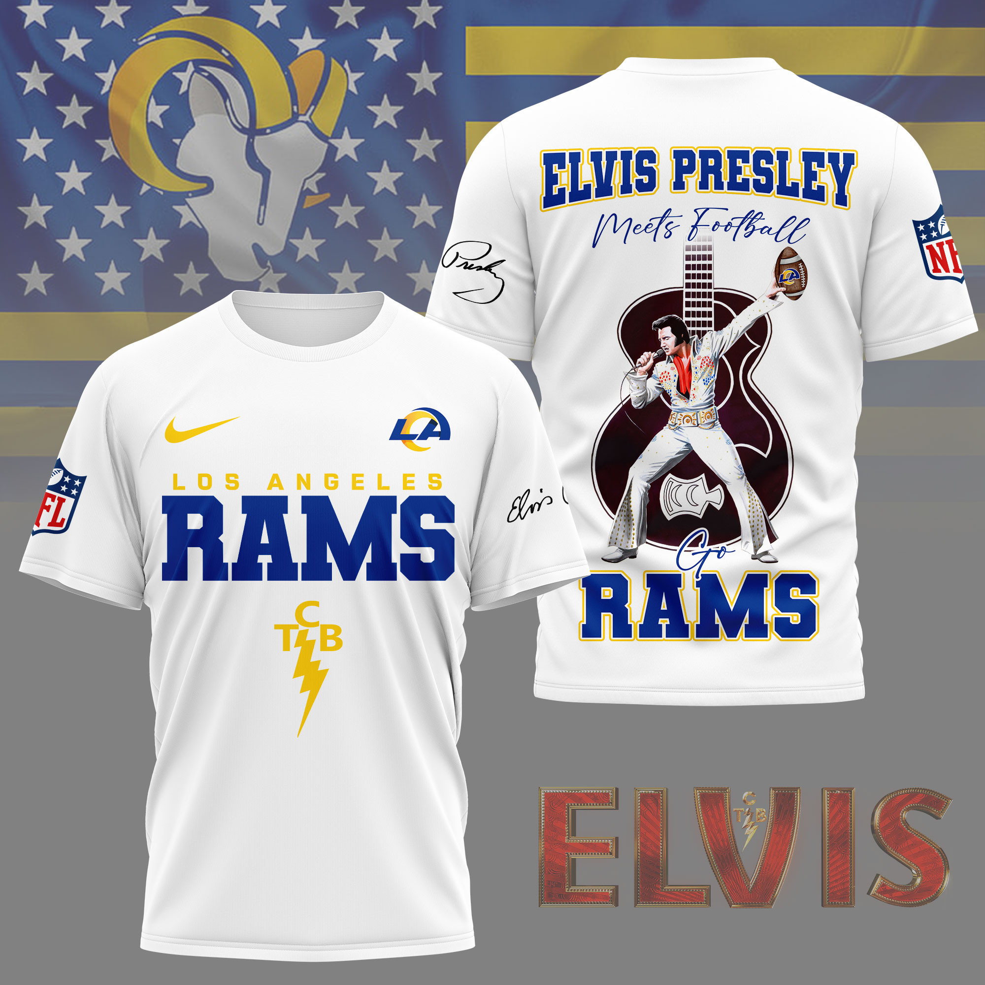 Los Angeles Rams | Premium NFL Elvis Presley Fan 3D Shirt NY