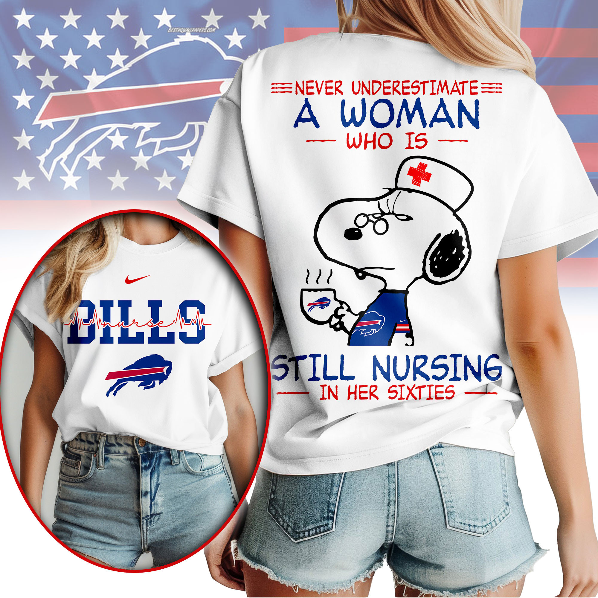 Buffalo Bills | Premium NFL Never Underestimate A Nurse Women Shirt NY