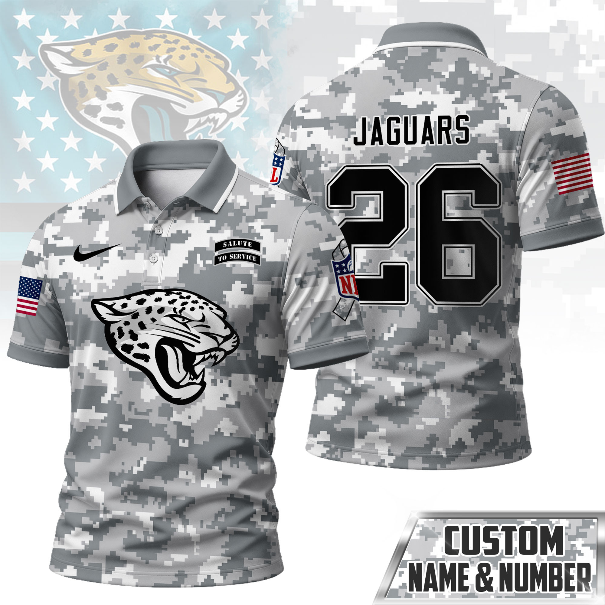 Jacksonville Jaguars | Premium NFL Salute To Service Camo Polo Shirt NY