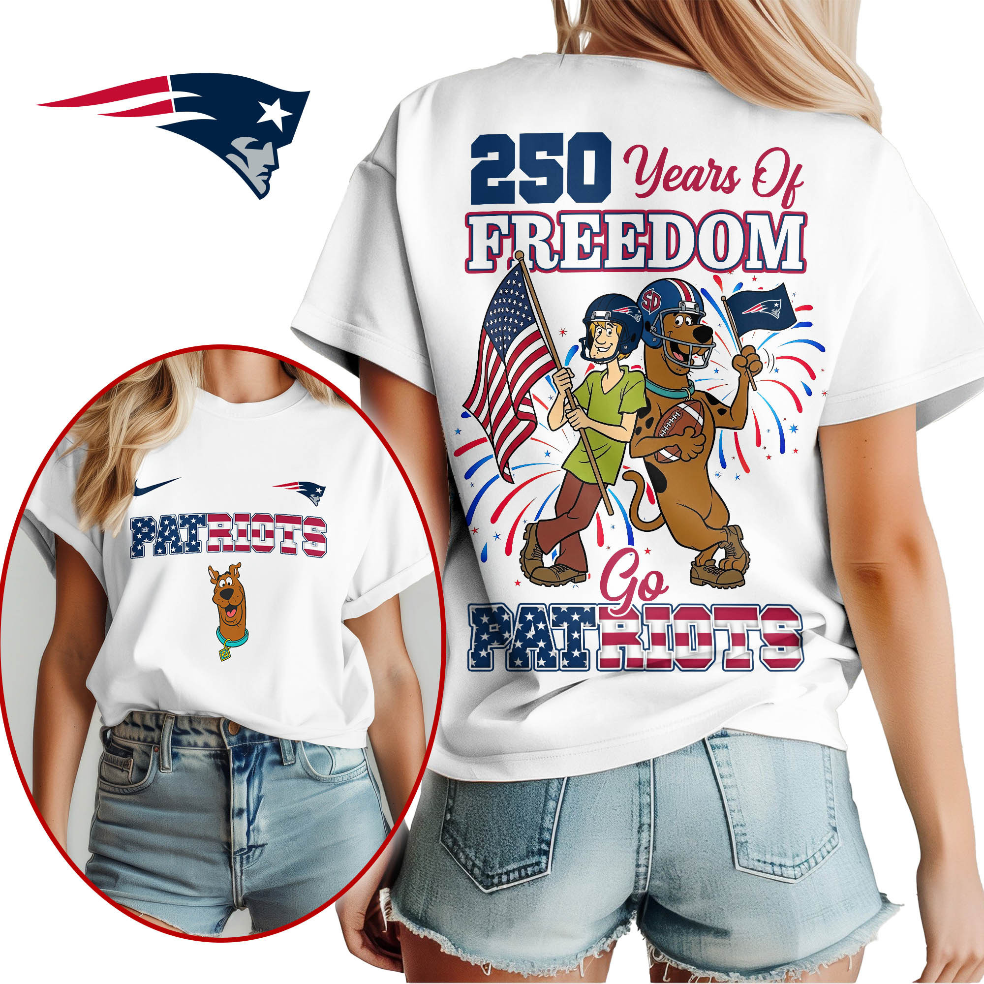 New England Patriots | Premium NFL Scooby Doo Celebrates 250th Anniversary 3D Shirt NP