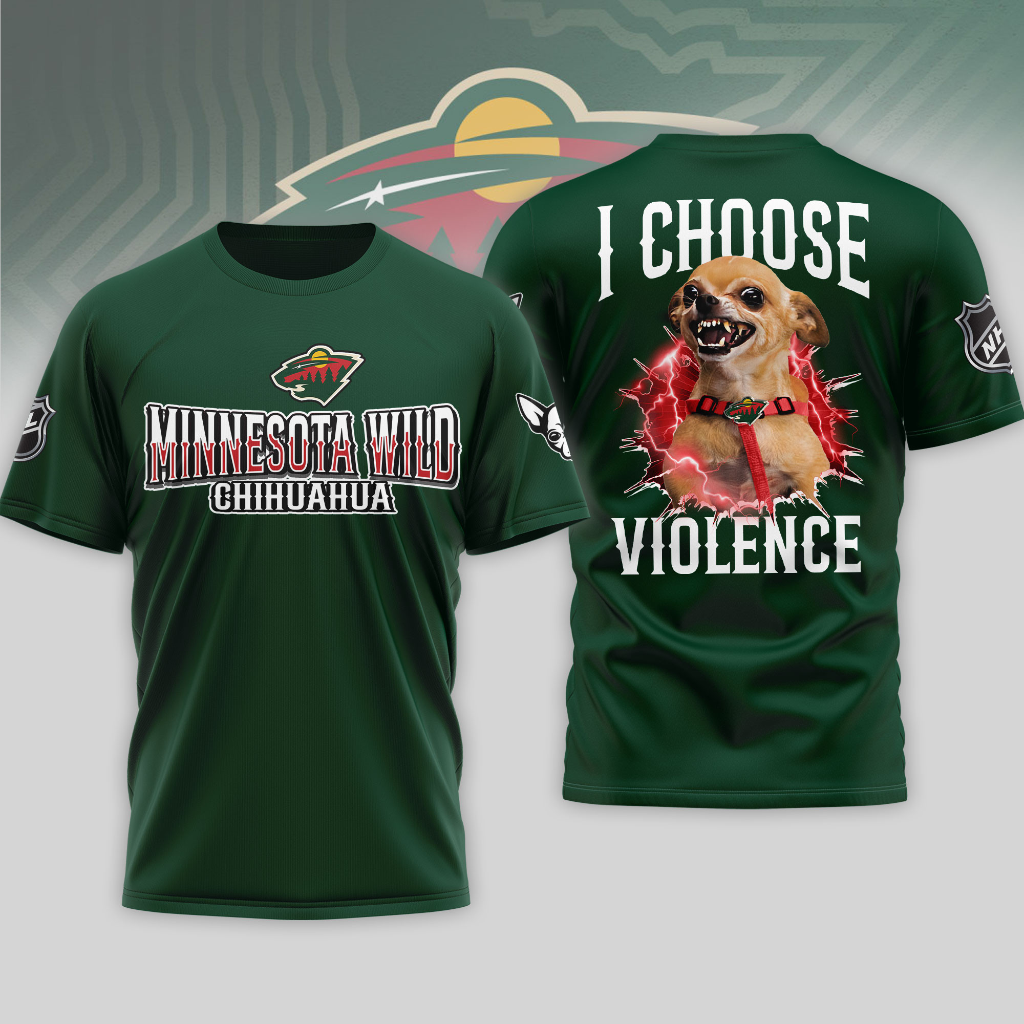 Minnesota Wild | Premium NHL Chihuahua Violent 3D T-Shirt HY