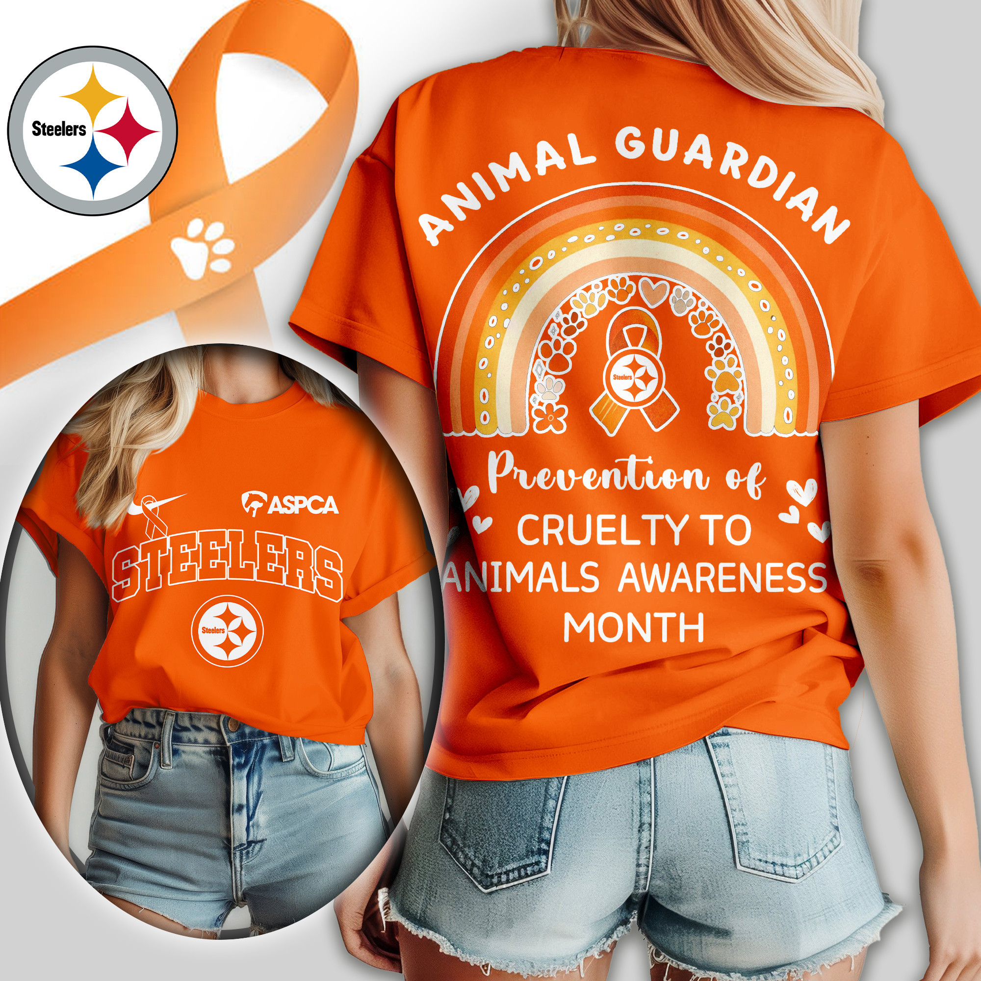 Pittsburgh Steelers | Premium NFL Animal Guardian Women Shirt TD