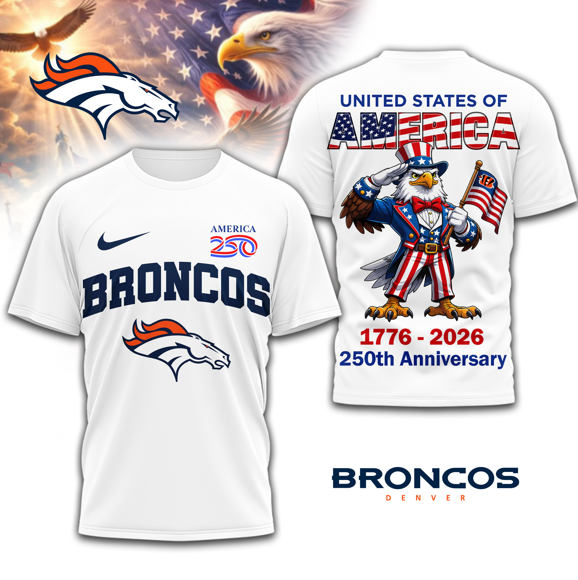 Denver Broncos | Premium NFL American 250 3D Shirt TD